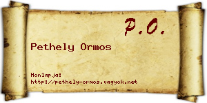 Pethely Ormos névjegykártya